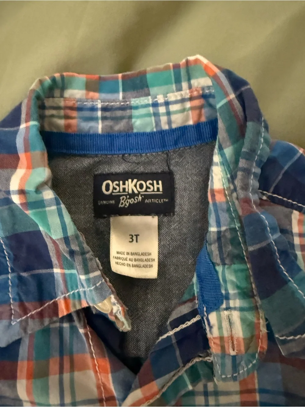 OshKosh B'gosh Blue, Teal & Orange Plaid Button-Down Shirt